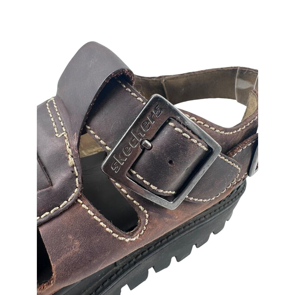 Skechers Jammers Women Brown Leather Fisherman Sandals Chunky Platform US 9 Y2KK - Picture 6 of 12